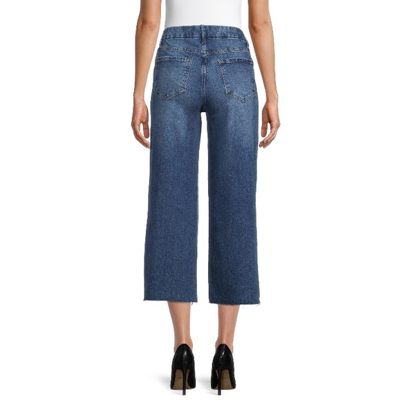 Time And Tru High Rise Stretch Wide leg Crop Jeans Dark Wash Various Sizes - Picture 4 of 6